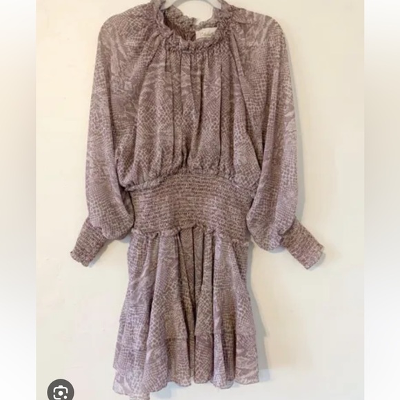 Cleobella snake print dress with smocked bodice and cuffs size small - Picture 6 of 6